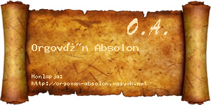 Orgován Absolon névjegykártya